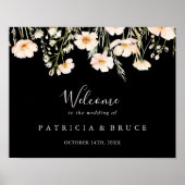 Schwarze Hochzeit der klassischen Blush-Wildblume Poster (Vorne)