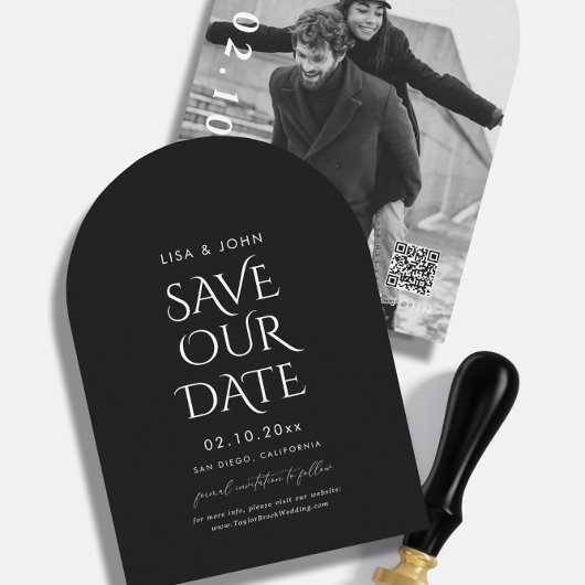 Schwarze Hochzeit Foto speichern Einladung