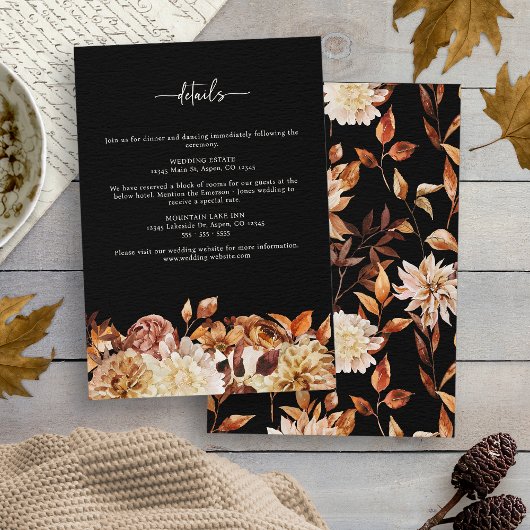 Schwarze Hochzeit im Herbst Begleitkarte