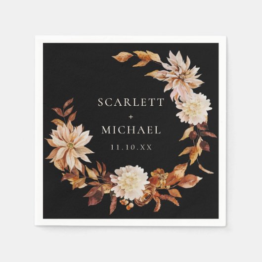 Schwarze Hochzeit im Herbst Serviette (Vorderseite)