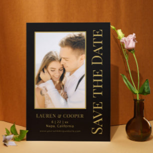 Schwarze Hochzeit im modernen Stil mit vertikalem Save The Date