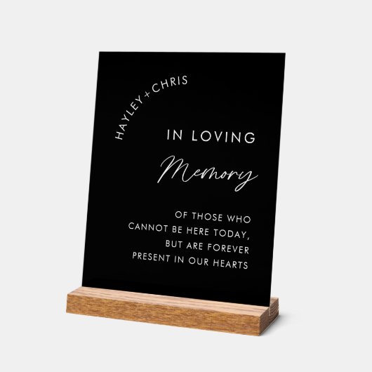 Schwarze Hochzeit in liebender Erinnerung Acrylschild (Winkel)