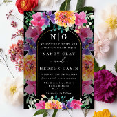 Schwarze Hochzeit in tropischer Farbe Einladung