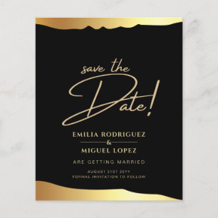 Schwarze Hochzeit mit Goldfolie-Schriftzug Elegant Flyer