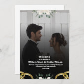 Schwarze Hochzeit mit modernen Blume Einladung (Vorne/Hinten)