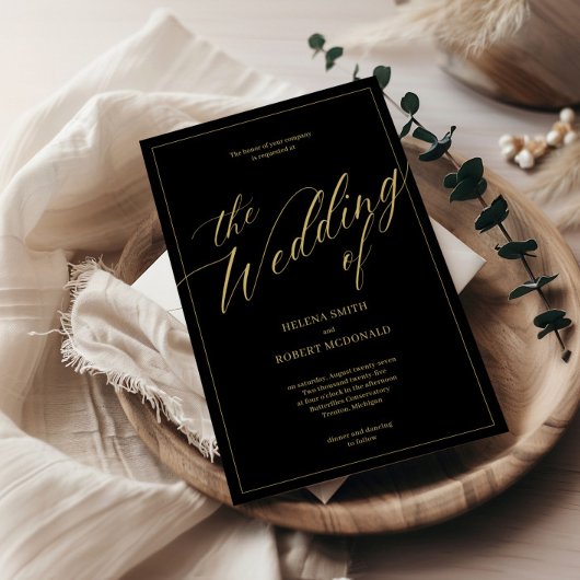 Schwarze Hochzeit - Moderne Einladung