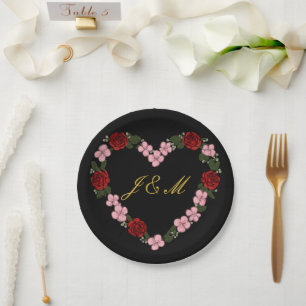 schwarze Hochzeit rosa und schwarz Pappteller