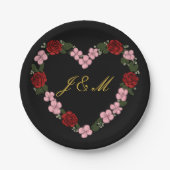 schwarze Hochzeit rosa und schwarz Pappteller (Vorderseite)
