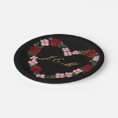 schwarze Hochzeit rosa und schwarz Pappteller (Schrägansicht)