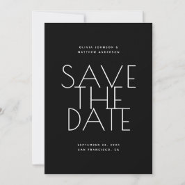 Schwarze Hochzeit | Saubere Typografie Foto & QR-C Save The Date