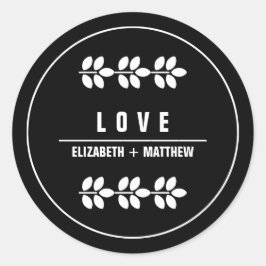 Schwarze Hochzeit von weißen Zweigen Runder Aufkleber