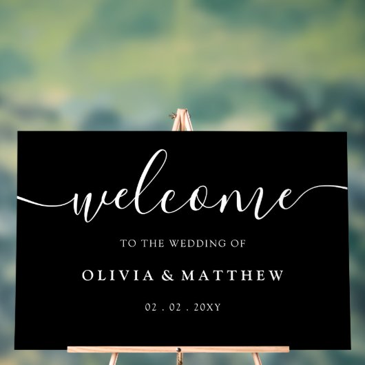 Schwarze Hochzeit Willkommen Acrylschild (Neutral)