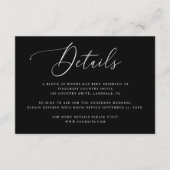 Schwarze Hochzeitdetails Beilage | Elegantes Skrip Begleitkarte (Vorderseite)