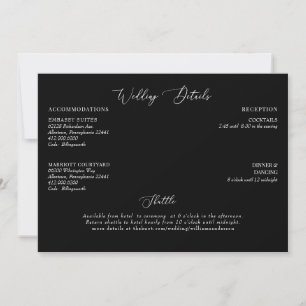 Schwarze Hochzeitdetails Einladung