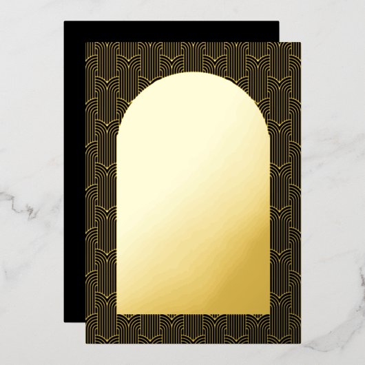 Schwarze Hochzeitgeometrie Folieneinladung (Vorderseite/Rückseite)