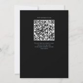 Schwarze Hochzeits-Einladung mit blauem QR-Code Einladung (Rückseite)