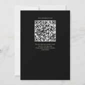 Schwarze Hochzeits-Einladung mit QR-Code und Salbe Einladung (Rückseite)