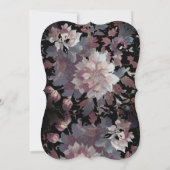 Schwarze Hochzeits-Einladungen mit düsterem floral Einladung (Rückseite)