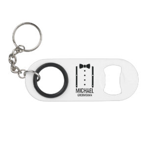 Schwarze Hochzeits-Fliege für personalisierte Trau Mini Flaschenöffner