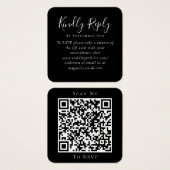 Schwarze Hochzeits-Website QR-Code RSVP (Vorne & Hinten)