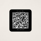 Schwarze Hochzeits-Website QR-Code RSVP (Rückseite)