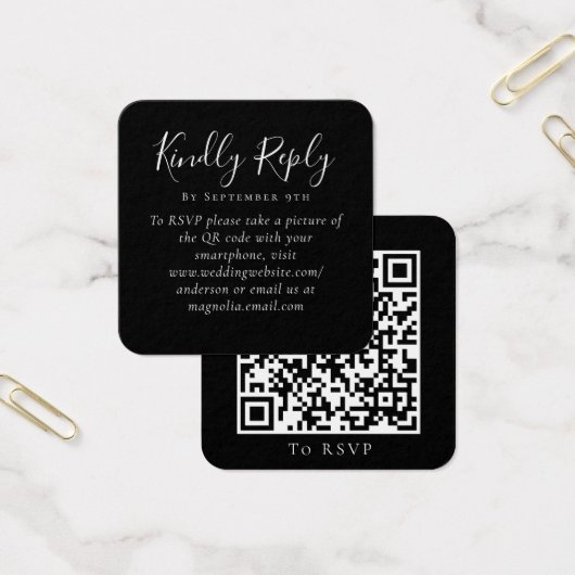 Schwarze Hochzeits-Website QR-Code RSVP (Büro)