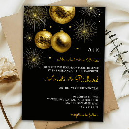 Schwarze Hochzeitseinladung mit goldenem Text Einladung