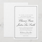 Schwarze Hochzeitseinladung mit Monogrammplatz Einladung (Vorne/Hinten)