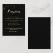 Schwarze Hochzeitsempfehlung für goldene Glitzern Begleitkarte (Vorne/Hinten)