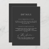 Schwarze Hochzeitsinformationen Karte einfache Typ (Vorne/Hinten)