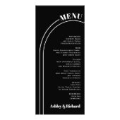 Schwarze Hochzeitskarte mit weißem Bogen und Typog Werbekarte (Vorne)