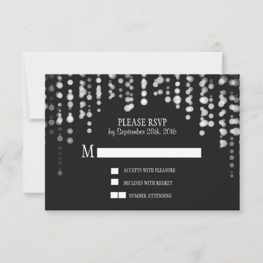 Schwarze Hochzeitskarten RSVP Karte (Vorderseite)