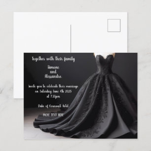 Schwarze Hochzeitskleid-Einladung Ankündigungspostkarte