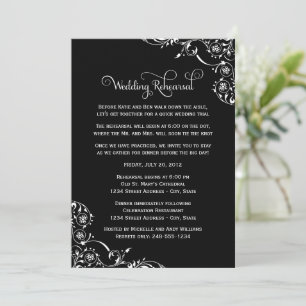 Schwarze Hochzeitsprobe mit Flourish Einladung