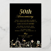 Schwarze Hochzeitsszenarien für Aquarellfarben Wil Folieneinladung (Vorderseite)