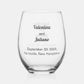 Schwarze Hochzeitstexte auf stemlosem Weinglas Weinglas Ohne Stiel (Rückseite)