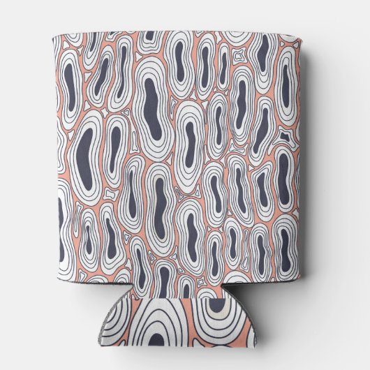 Schwarze Holen: Vintages Chaos-Muster. Dosenkühler (Rückseite)