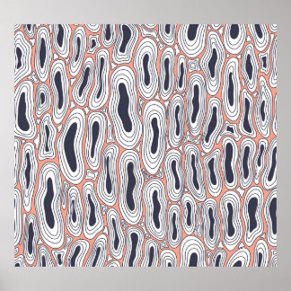 Schwarze Holen: Vintages Chaos-Muster. Poster