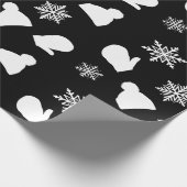 Schwarze Holiday Mittens und Weihnachtslieder Geschenkpapier (Ecke)