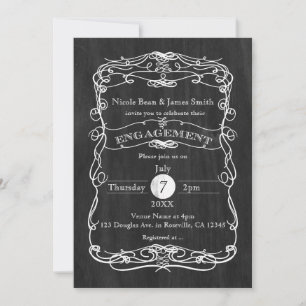 Schwarze Holz- und weiße Vintage-HOCHZEITSAUFGEBOT Einladung