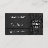 Schwarze Holzkarten Rustikales Treppenkörnellogo Visitenkarte (Vorderseite)