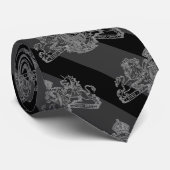 Schwarze Holzkohle Tuxedo Streifen SilberEmblem Krawatte (Gerollt)