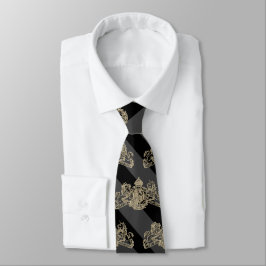 Schwarze Holzkohle Tuxedo Streifen Weißes Gold Emb Krawatte