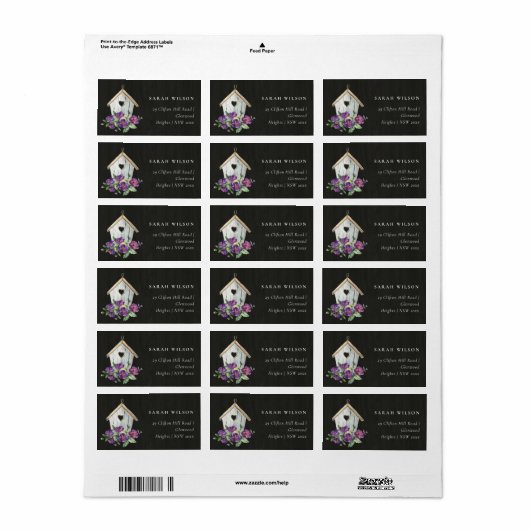 SCHWARZE HOLZTIMBER RUSTISCHE BLUMENGEBÄUDE ADRESS ADRESSAUFKLEBER (Vorne)