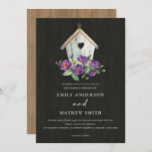 SCHWARZE HOLZWÄSCHE RUSTISCHE BLUMENGEBÄUDE EINLADUNG (Vorne/Hinten)