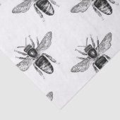 Schwarze Honigbienen auf weißem Decoupage Seidenpapier (Detail)