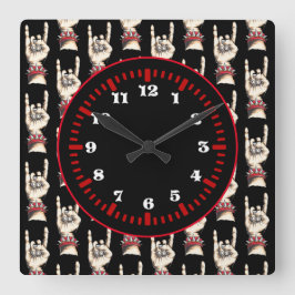 Schwarze Horns auf Quadratische Wanduhr