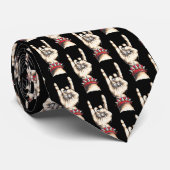 Schwarze Horns-Up-Muster Krawatte (Gerollt)