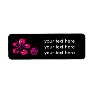 Schwarze & Hot-Pink-Hibiskus-Blumen-Adressaufklebe