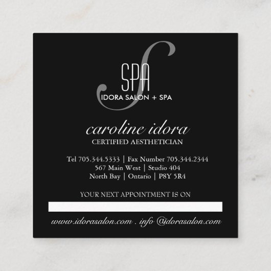 Schwarze Hot Stones Blätter Massage Anstellungs-Ka Terminkarte (Rückseite)